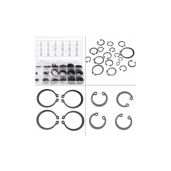 300 stk E-klips Cirklips, Eksterne Sikringsringer Sortiment, C-klips, Splitte Loop-skiver, 2mm-32mm