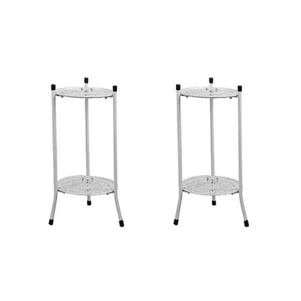 2X Elegant Växtställ i Metall med Två Lager, Växtställ för Krukor, Stor Modern för Inredning Utomhus A