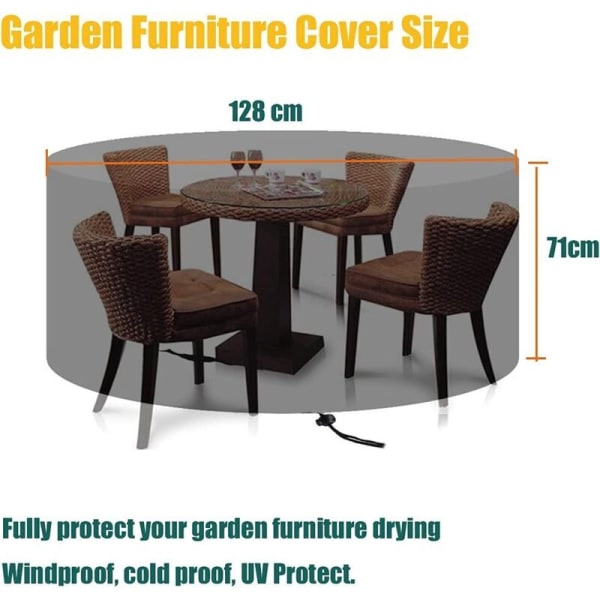 Round Garden Furniture Protective Cover, Heavy Duty 210D Oxford Fabric Protective Cover for Garden Table Group, Round Cover Garden Furniture 128X71C