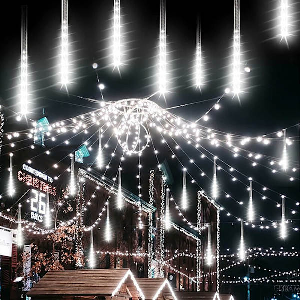 LED Meteorsolbad Solarlys Have, Vandtæt Vanddråbe Kaskaderende 30cm 10 Rør 240LEDs Dekorative Lyskæder til Fest Ferie Jul Dec