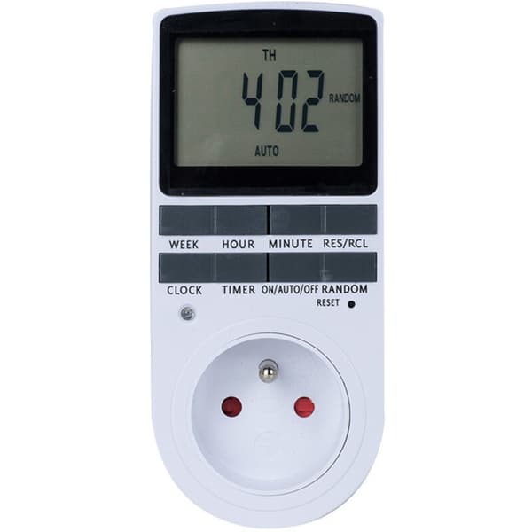 Digital programmerbar stikkontakt, daglig/ukentlig digital timer, elektrisk stikkontaktprogrammerer med LCD-skjerm og anti-tyveri tilfeldig modus, energisparing, 16