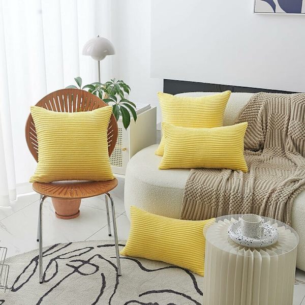 Ryggstödspöddöverdrag 2-pack Dekorativa Randiga Corduroy Rektangulära Kuddfodral Avlånga Kuddfodral för Soffa - 12 x 20 tum Sundress