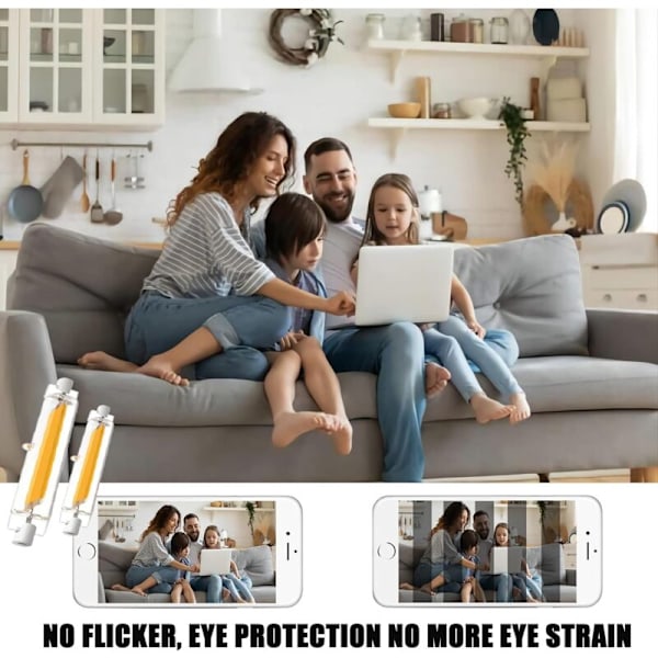 10W R7s LED Pære 118mm COB Filament Kold Hvid 6000K 220V Dobbelt J118 Sokkel LED Lineær Rørpære 360 Grader IKKE-Dæmpbar, 2-pak [Energiklasse F]