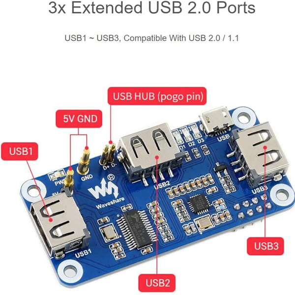 PoE Ethernet USB HUB HAT med ABX-hölje för Zero/Zero W/2 W/Zero WH/2 WH