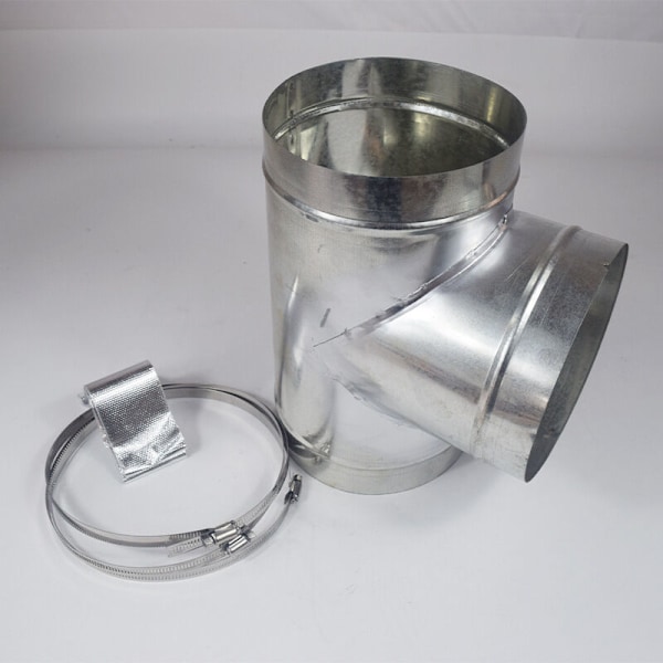 Galvaniseret plademetal T-formet skorstensforbindelse Kombination T-formet tee 100 + klemtape - DENUOTOP