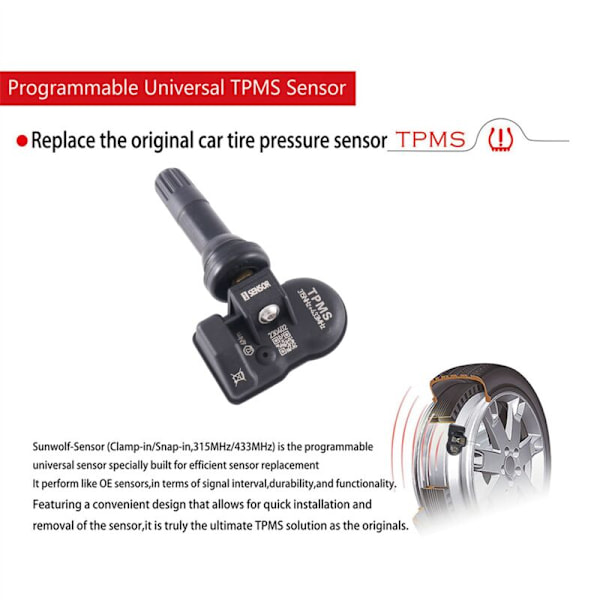 5X Programmerbar MX-sensor 315MHZ+433MHz 2 i 1 Däcktrycksövervakningssystem Universellt Utbytbart TPMS-verktyg för