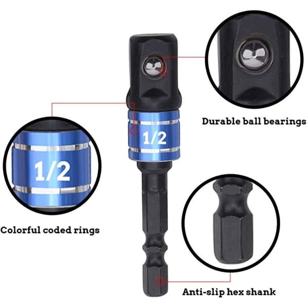 Adapter til fatning 1/4\" 3/8\" 1/2\" Adapter til fatning til slagdriver Adapter til fatning til slagdriver Adapter til boremaskine Sæt med farverige