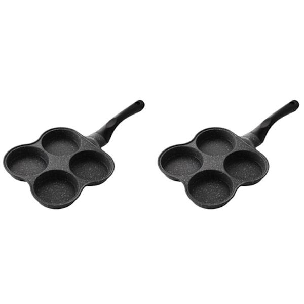 2X 4-Huls Stegepande Fortykket Omeletpande Non-Stick Æg Pandekage Steakpande Kogegrej Skinke Æg Maker - Morgenmad