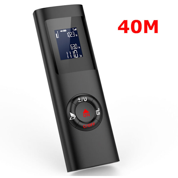 Laseravståndsmätare 40m, Bärbar Digital Laseravståndsmätning Yta Volym/Pythagoras Funktion/IP54/LCD-Bakgrundsbelysning/Laddningsbar