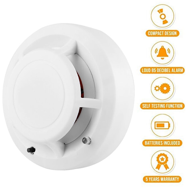 Mini røykvarsler med batteri, røykvarsler, brannalarm 9V, røykvarsler