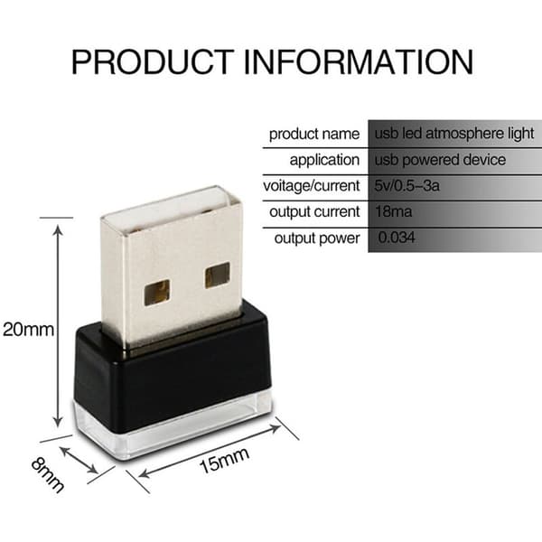 7 stk Mini USB LED-lys Bilmodellering Interiørlys Bil Lys USB Nattlys (7 Farger)
