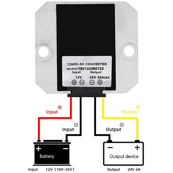 2X DC-DC Konverter 12V Step Up til 24V 3A 72W Strøm Bilregulator