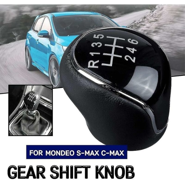6-växlad läder växelspaksknopp för Ford Mondeo Iv S-Max C-Max