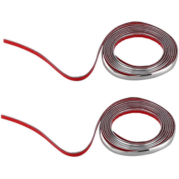 2x Krom selvklebende stripe sølvfarge 12mm 3 meter Auto