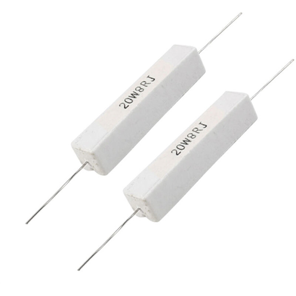 2 stk. 8 Ohm 20W 5% viklet keramisk cementmodstand