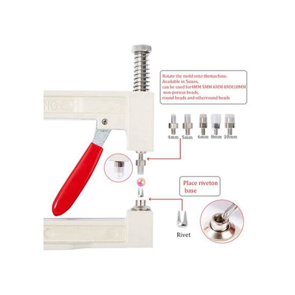 Pärlverktyg Pärlmaskin Handpress/Manuell Nit för Kläder Kjol Inställning DIY Tillbehör