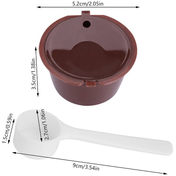 5 stk PP 304 Rustfritt Stål Påfyllbare Gjenbrukbare Kaffe Kapsel Filter (Brun) Matkvalitet