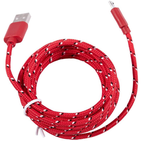 Universal USB Mini / 10FT Mini Nylon Net Armor Datakabel for Galaxy S6 Rød
