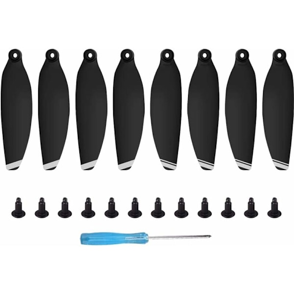 4 Par Foldbare Lav Støj Stille Flyvepropeller Udskiftning til Mavic Mini Drone, Dobbeltsidede Farverige Stribede Propellerblade Sort Sølv