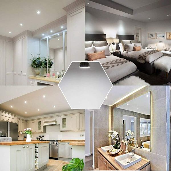 COB LED-pære GU10 Kald Hvit Farge 6000K, 5W 38° Strålevinkel, Halogen 45W Ekvivalent 450lm Ikke-dimbar, Tradisjonell Spotlight Lampe for Tak og Skinnesystem