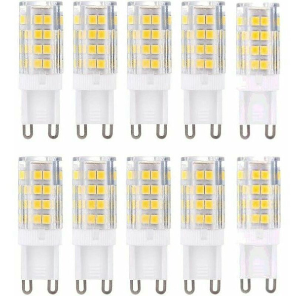 10-pack G9 LED-lampor, varmvit 3000K 5W motsvarande 40W 420 lumen icke-dimmbara halogenlampor.