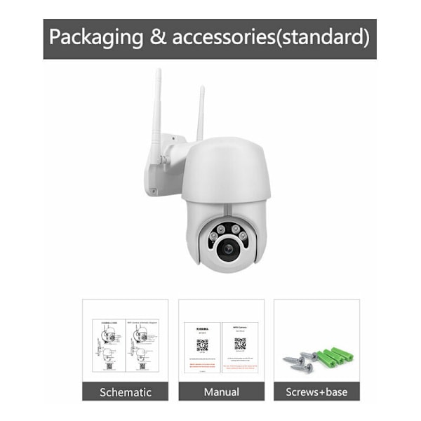 PTZ Udendørs Overvågningskamera - 1080P Trådløs IP WiFi, Digital Zoom, Automatisk Sporing, Farve Nattesyn, To-vejs Lyd, IP66 Vandafvisende