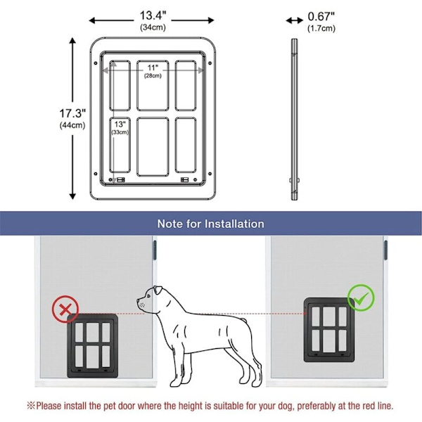 Katteskærmdør med magneter Flap myggenet Nem installation til kat/hund sort