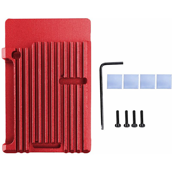 til 4 Aluminium Kabinet Metal Kabinet til RPI 4 Model B (Rød)