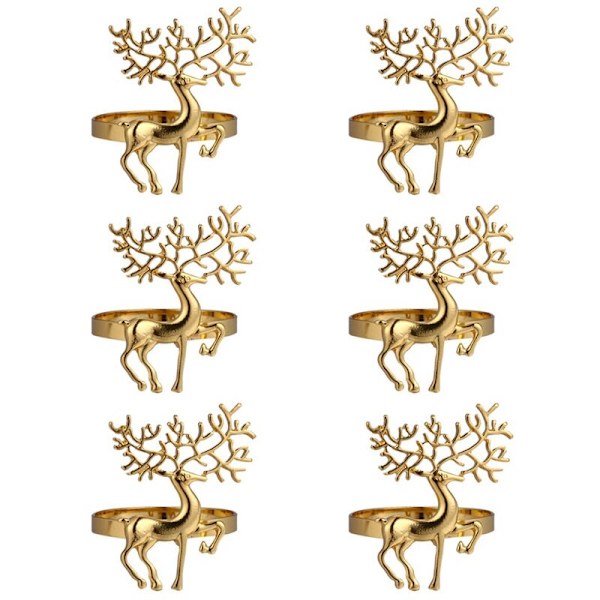 Juledekorationer Holdbare Guld Servietring Delikat Hjorte Servietring Holder til Restaurant Julefest Middag