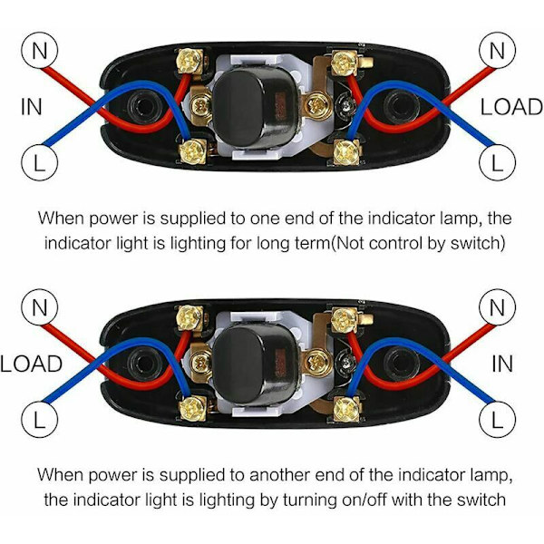 Inline-kontaktbryder, 8 stk. Inline-kontakter, vippe-mellemkontakt, til natlampe, skrivebordslampe, bordlampe, elektrisk ledning (250V 10A)