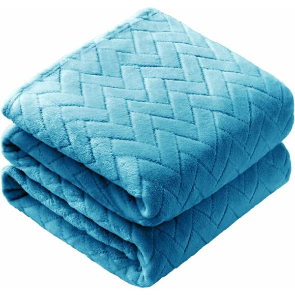 Mjuk plyschfilt, Queen size sofffilt, Mjuk fluffig soffdekorfilt - Mysig och lätt, Blå, 127 x 152 cm