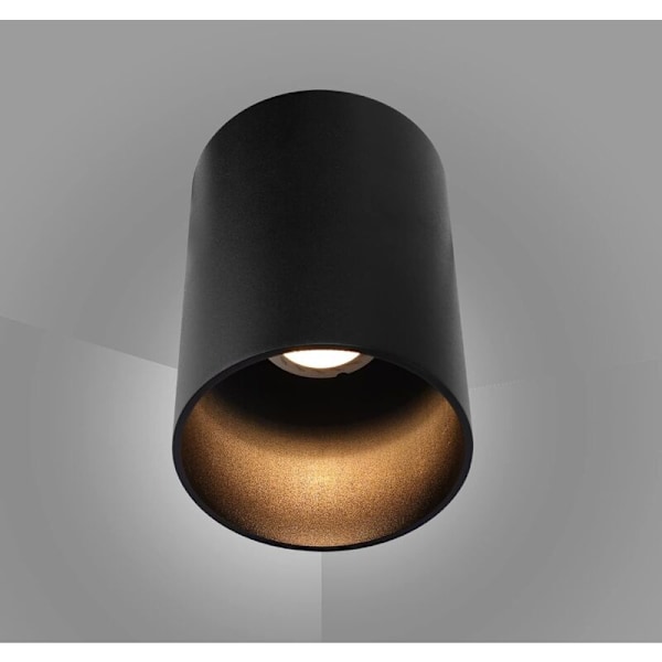 2 stk Sorte Overflademonterede Loftlamper, GU10 Fatning, Runde Loftlamper Moderne Aluminium Overflademonterede Loftlamper til Stue, Køkken