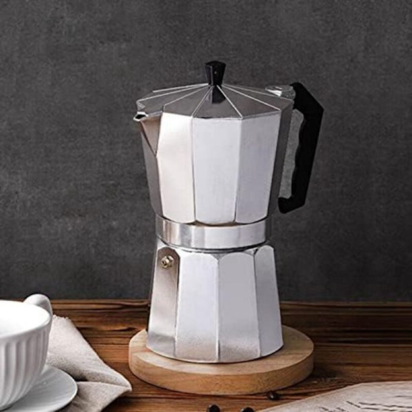 Espressokeitin Moka-potti, liesitasolla toimiva kahvinkeitin erinomaiseen aromiin sähkökeraamiselle liedelle