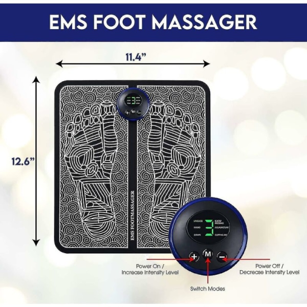Ems sähköinen jalkamassageri verenkiertoon Jalkarefleksologiahieroja Jalkakiertohieroja - 6 tilaa 9 intensiteettiä - Hierontalaite