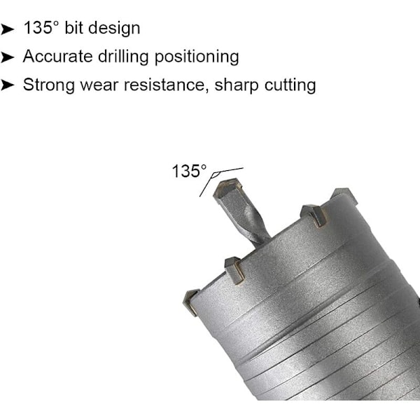Hålsågset, Ø30mm, 40mm, 50mm, Betong Hålsåg 350mm SDS Plus Förlängningsskaft Wolframkarbidspets, Hålsåg för Tegel Sten C