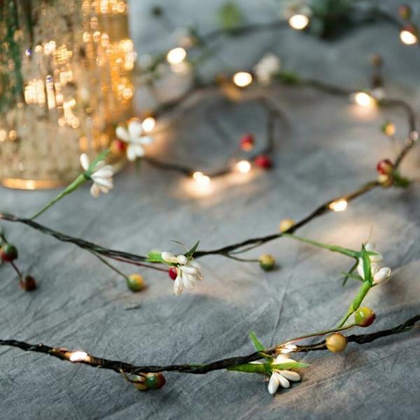 6,6 fot Tiny Flower and co.ukuit Vine Fairy String Lights 20 LED Konstgjorda Blommor Dekorativa Nattlampor Batteridrivna String Lights för Jul