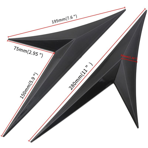 Modifikasjonstilbehør Bil Side Wing Dekorative Klistremerker Sidelapper Egnet for den tiende generasjonen (Svart)