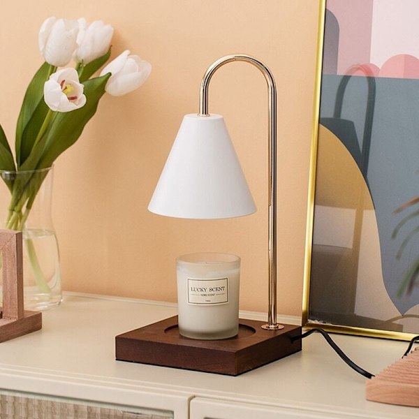 Dimbar Logg Lysvarmer for Stearinlys, Kontrollvokslampe med Pære, AC220V Sort EU-plugg