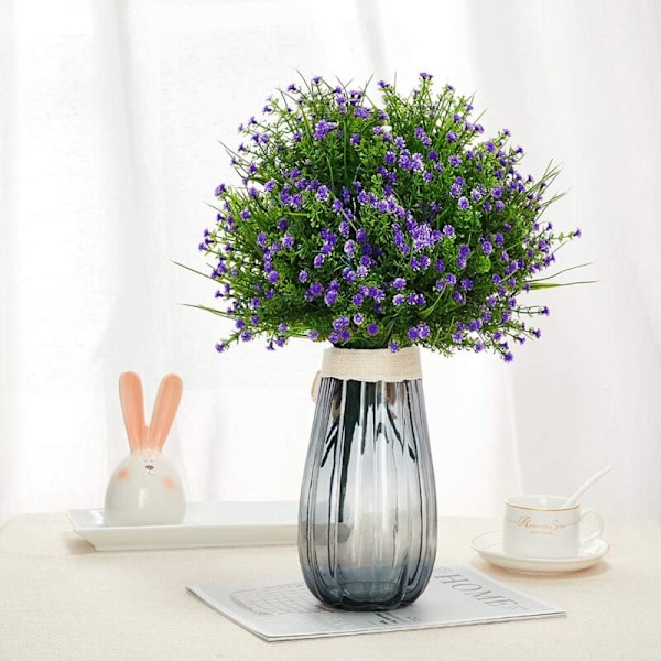 12 Pakker Utendørs Kunstige Blomster, Falske Real Touch UV-Bestandige Ikke-Falmende Falske Plastplanter for Hage Patio Veranda Vindukasse Hjem Bryllup Dekor
