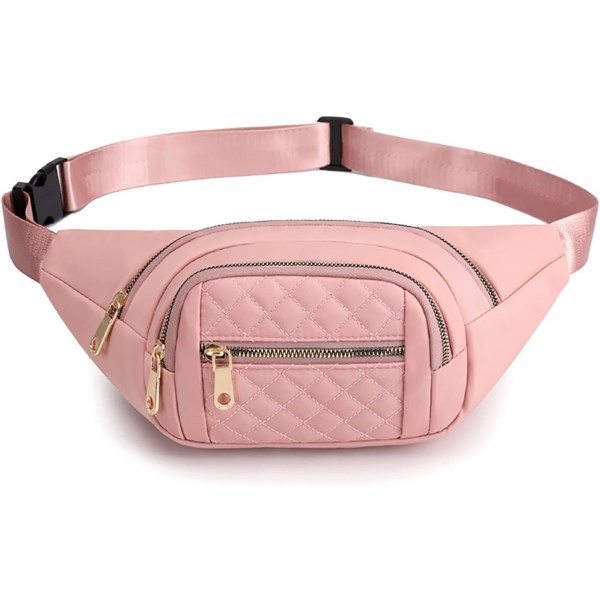 Midjeveske for kvinner - Nylondesign - Vanntett midjeveske - Messenger Bag for Sports Workout Travel Work (rosa)