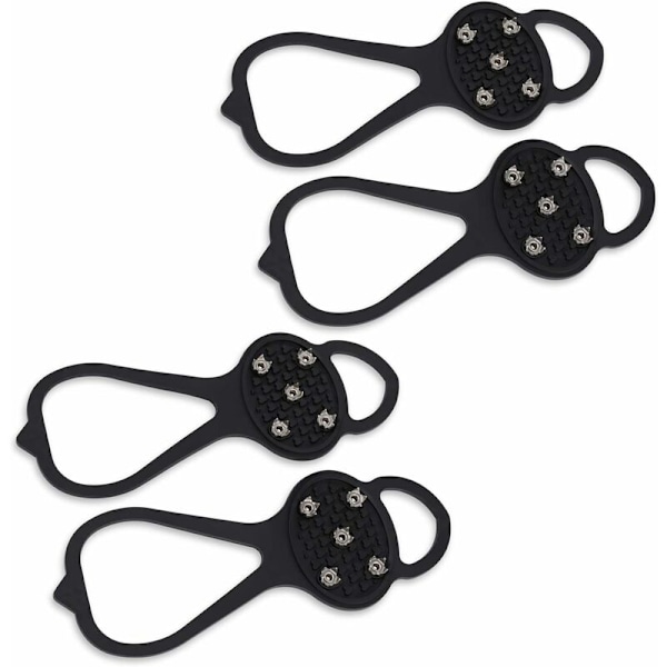 2 Par Ikke-Skliende Gripper Pigger, Is Grippers Trekkfeste Pigger Snøsko Pigger Griper Stegjern med 5 Stål Pigger - M