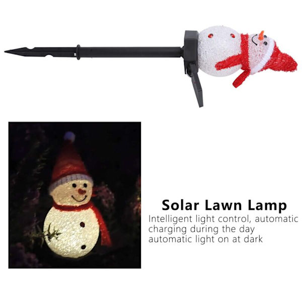LED Snømann Lampe, Hage Landskap, Solcellegressplen (rød)