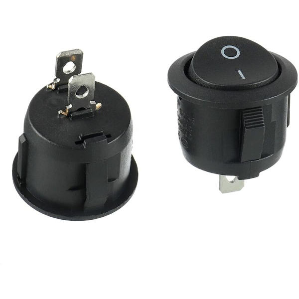 Svart rund vippströmbrytare 10 st på/av 2 stift AC 6A (250V) 10A (125V) SPST tryck vippknapp för bilbåt marin lastbilsljus hushåll