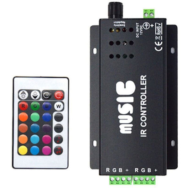DC12-24V 24 taster musik controller 3 kanal IR fjernbetjening RGB lydfølsom til LED strimmel lys