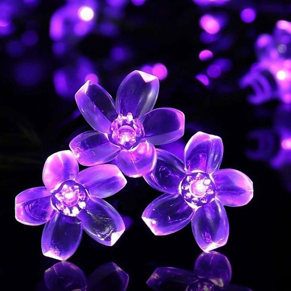 Solcellsdrivna Trädgårdsblomsterljuskedjor, Vattentäta 7 meter 50LED Persikoblomma Körsbärsblommor Solcells Fairy Lights för Utomhus Inomhus Bröllop Fest Jul Y