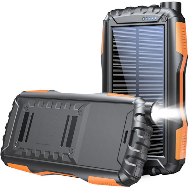 42800mAh solcellebank, sollader, dobbel USB-utgang og én inngang, solcellebank for camping, fotturer, reiser, kompatibel med iPhone, Samsu
