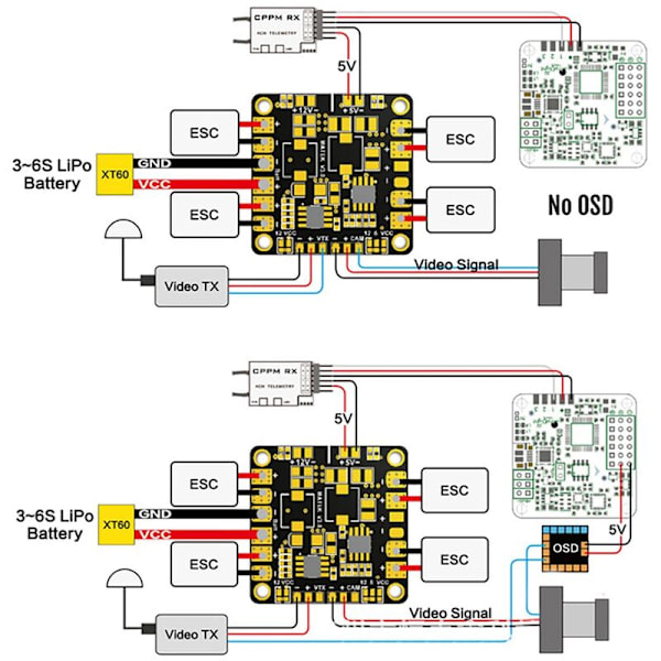 Mini Power Hub PDB Power Distribution Board med 5V och 12V BEC för FPV QAV250 ZMR250 Multicopter Quadcopter