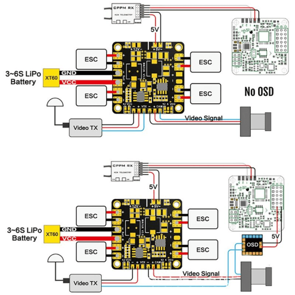 Mini Power Hub PDB Power Distribution Board med 5V og 12V BEC til FPV QAV250 ZMR250 Multicopter Quadcopter