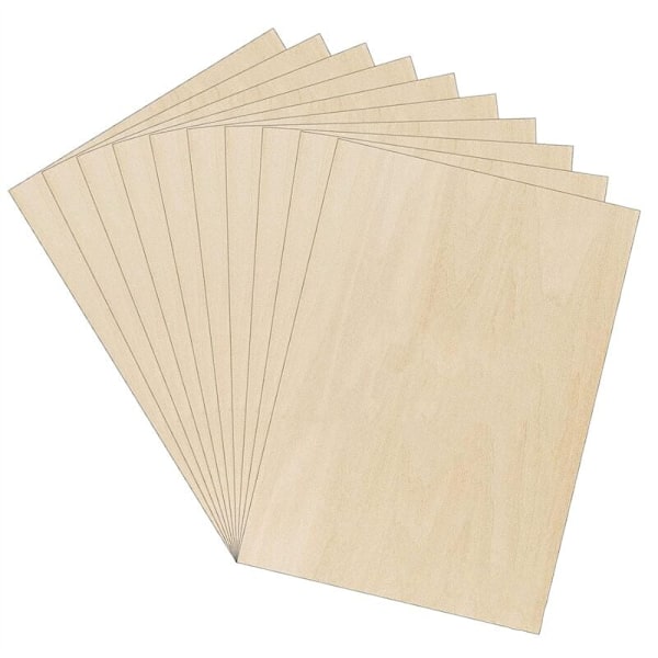 10 x Kryssfinérplater, A3 Trepanel, Saget Tre for Trebearbeiding, Laserbehandling, Modellbygging