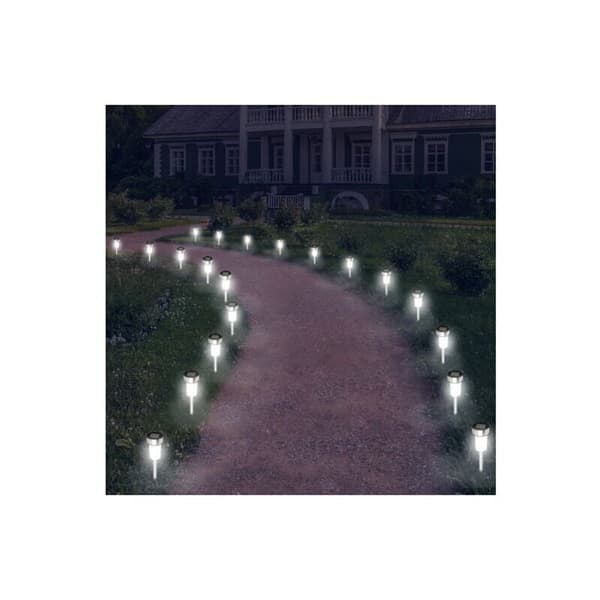 Sett med 12 LED-solcelle-terminaler hagelamper til å plante (varmt lys)